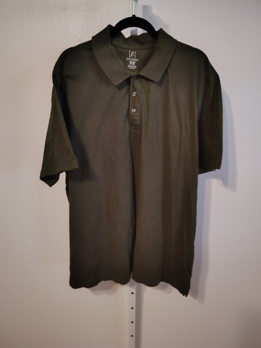 George Men's Polo Top Size 3XL Short Sleeve Olive Green Cotton